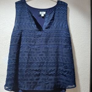 Market & spruce size xxl Navy Blue Sleeveless Top with Geometric Patterns